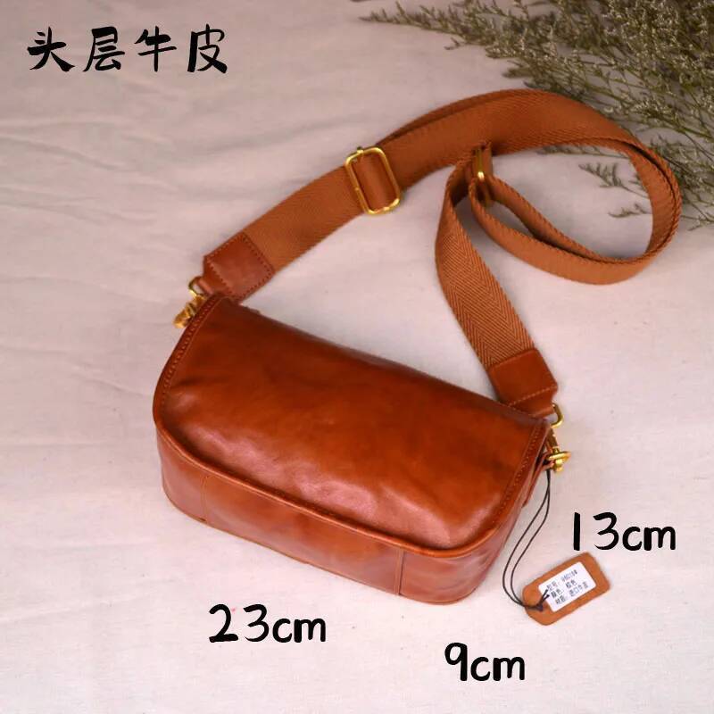 AETOO Vintage Leather Personality First Layer Cowhide Girls Shoulder Bag Handmade Zipper Simple Commuter Casual Outdoor Crossbo