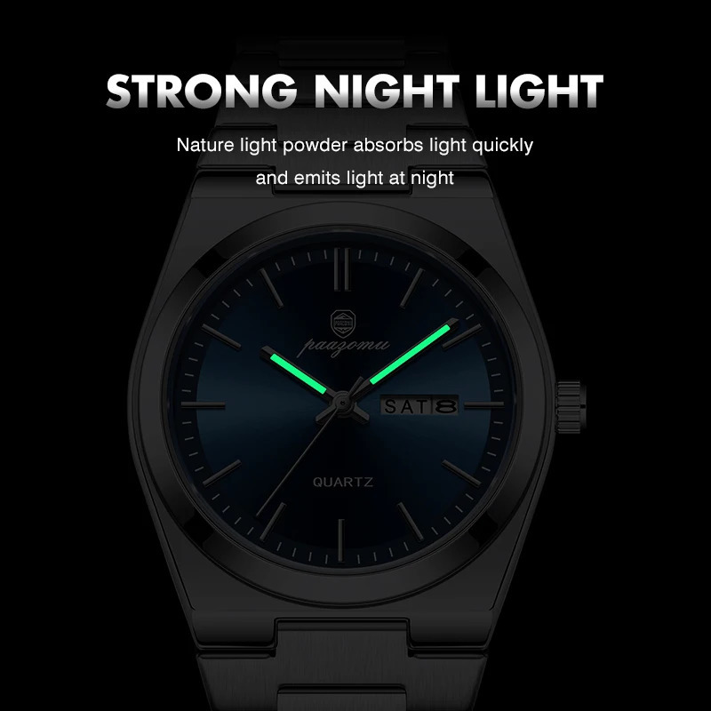 PENGAGAR Quartz Man Wristwatch Sport Men Watches Waterproof Luminous Date Week Stainless Steel Mens Watch Male Relojbox 250828