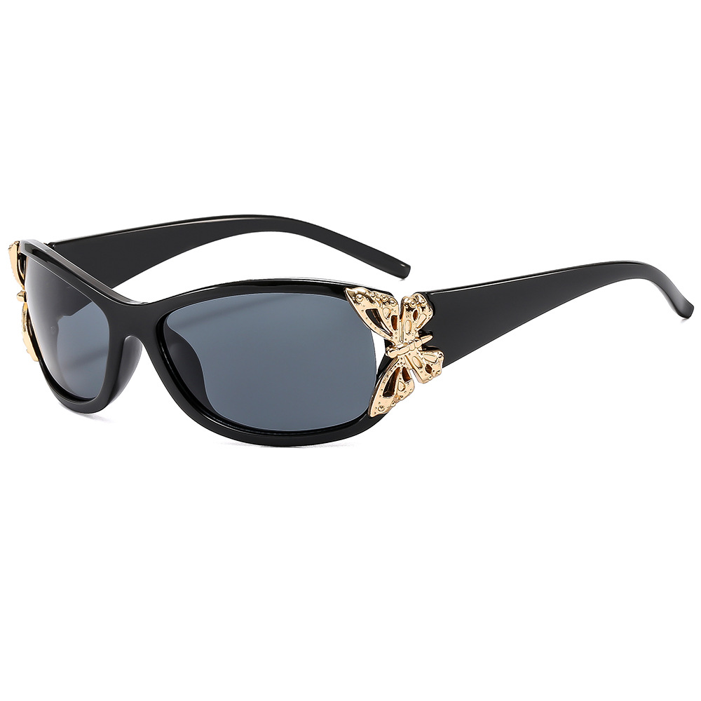 2025 New Wrap around Rectangular Stylish Sunglasses Unique Butterfly inspired Shades for Women a Versatile and Popular Choice