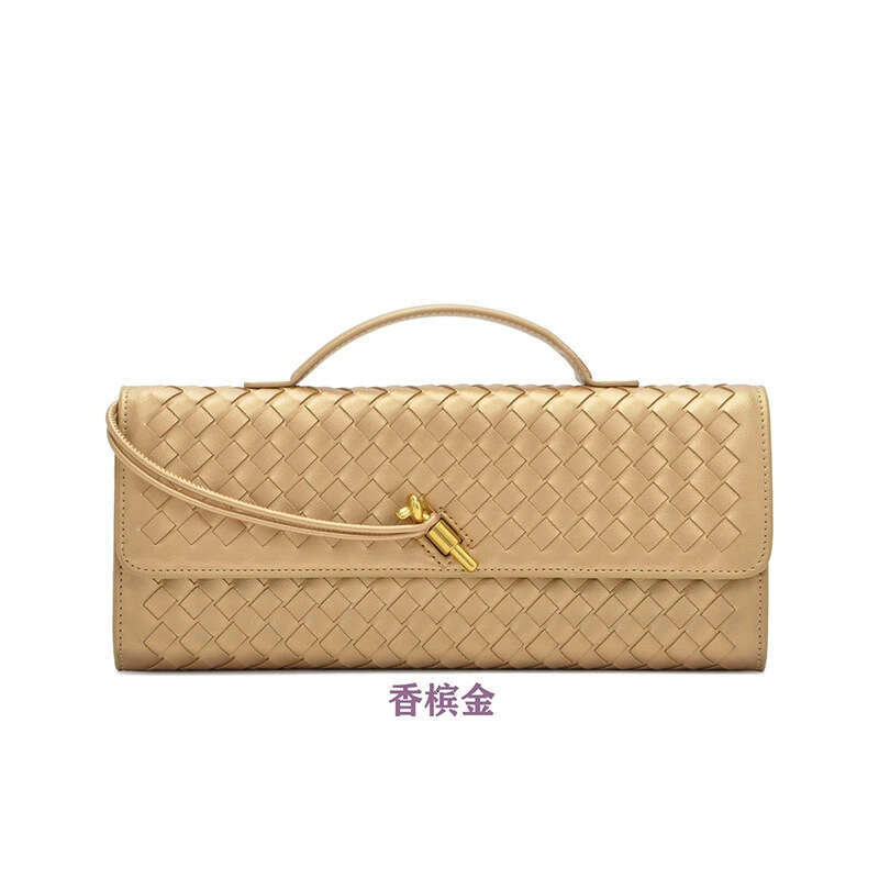 Hot Selling Handmade Soft Leather Baguette Horizontal Square Accordion Solid Color Handheld Crossbody Women's Bag