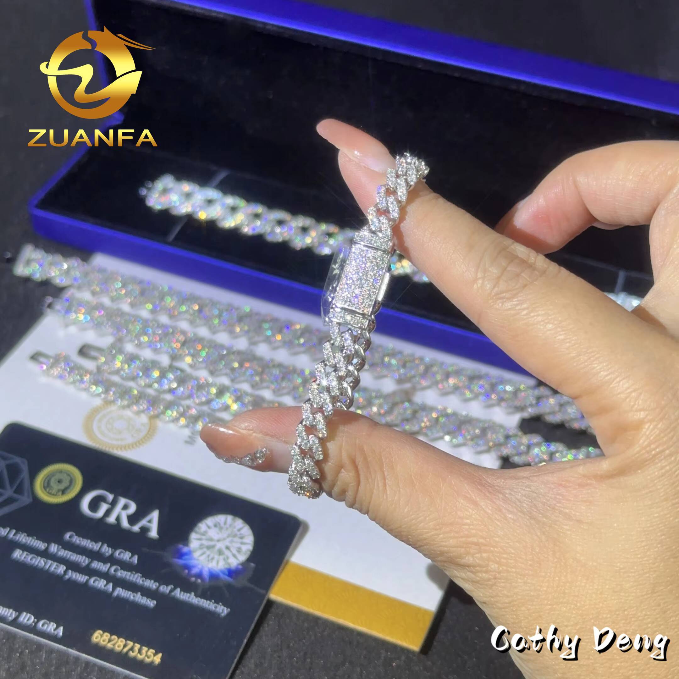 Ready Shipping Hip Hop Jewelry 6mm 8mm 10mm 12mm 13mm Iced Out Cuban Link Chain Bracelet VVS Moissanite Cuban Bracelet Men