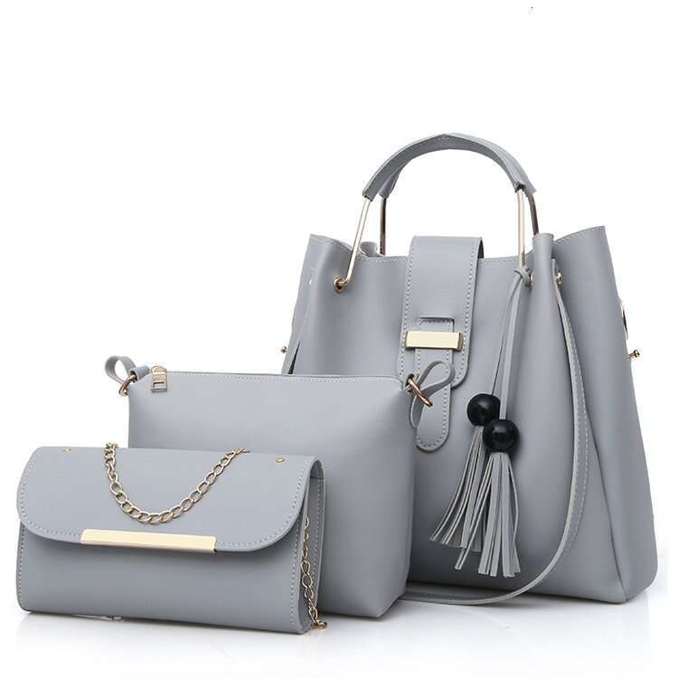 Women's Three-Piece Mother-Daughter Single Shoulder Crossbody Large Set Fashion Handbag Bucket Tassel Bag
