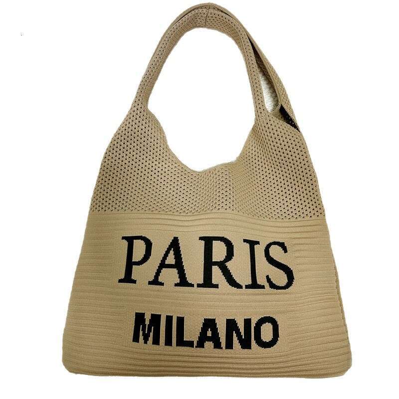 2025 New Letter Large Capacity Knitted Shoulder Casual Exquisite Handbag Versatile Commuter Tote Bag