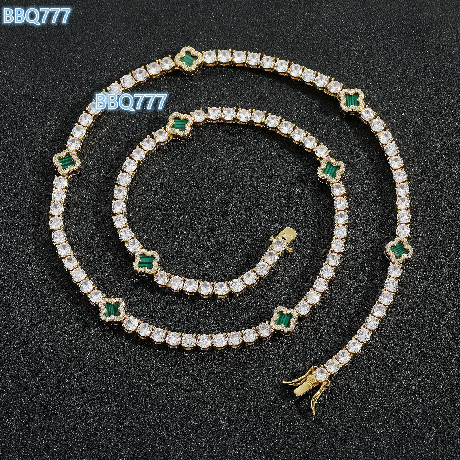 Chain Flower Bracelet Necklace Gold Plated Iced Out Tennis Necklace for Women Fashion Hip Hop Jewelry