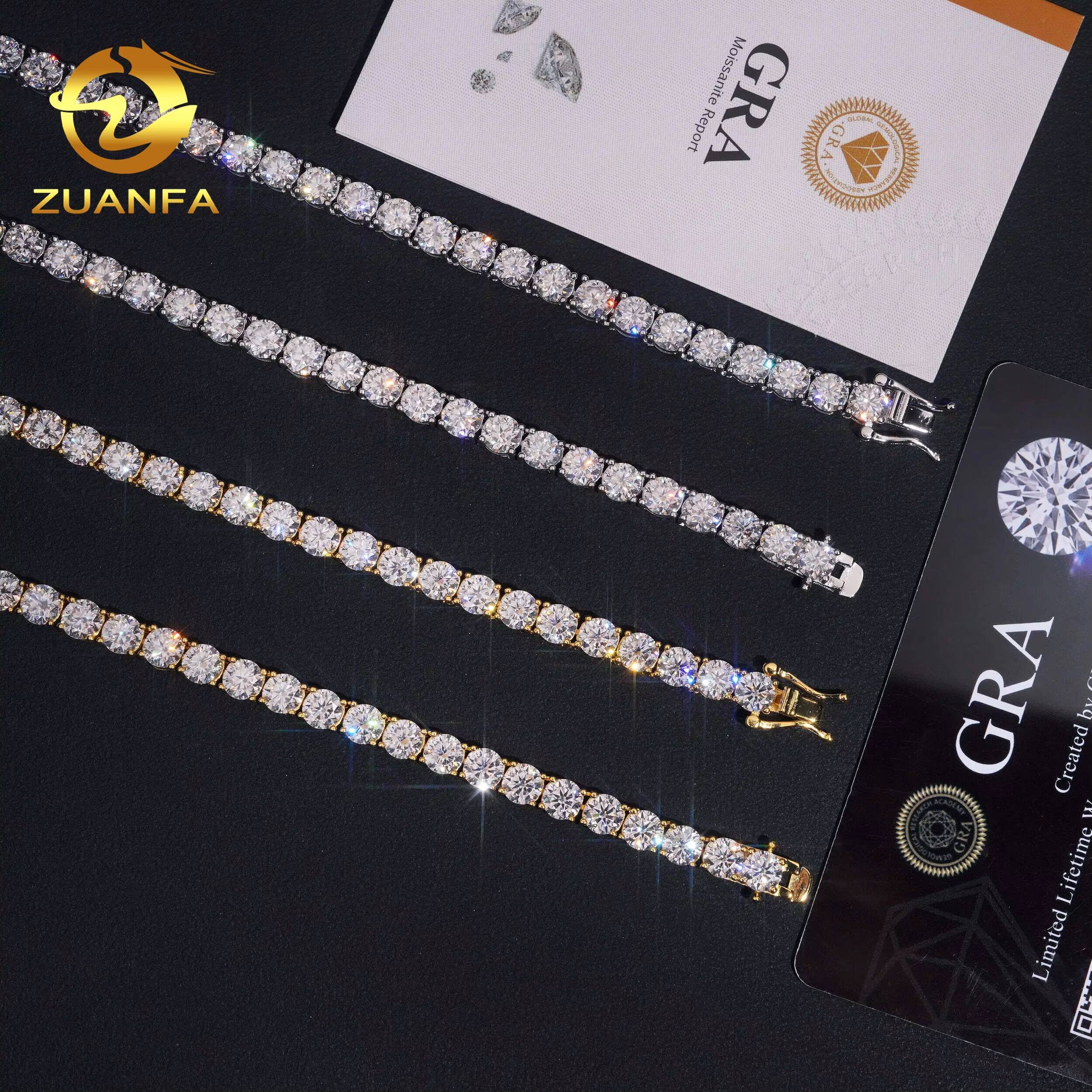 Local Stock Fast Shipping High Quality GRA Certificate Hip Hop 925 Silver 5mm VVS Moissanite Tennis Chains