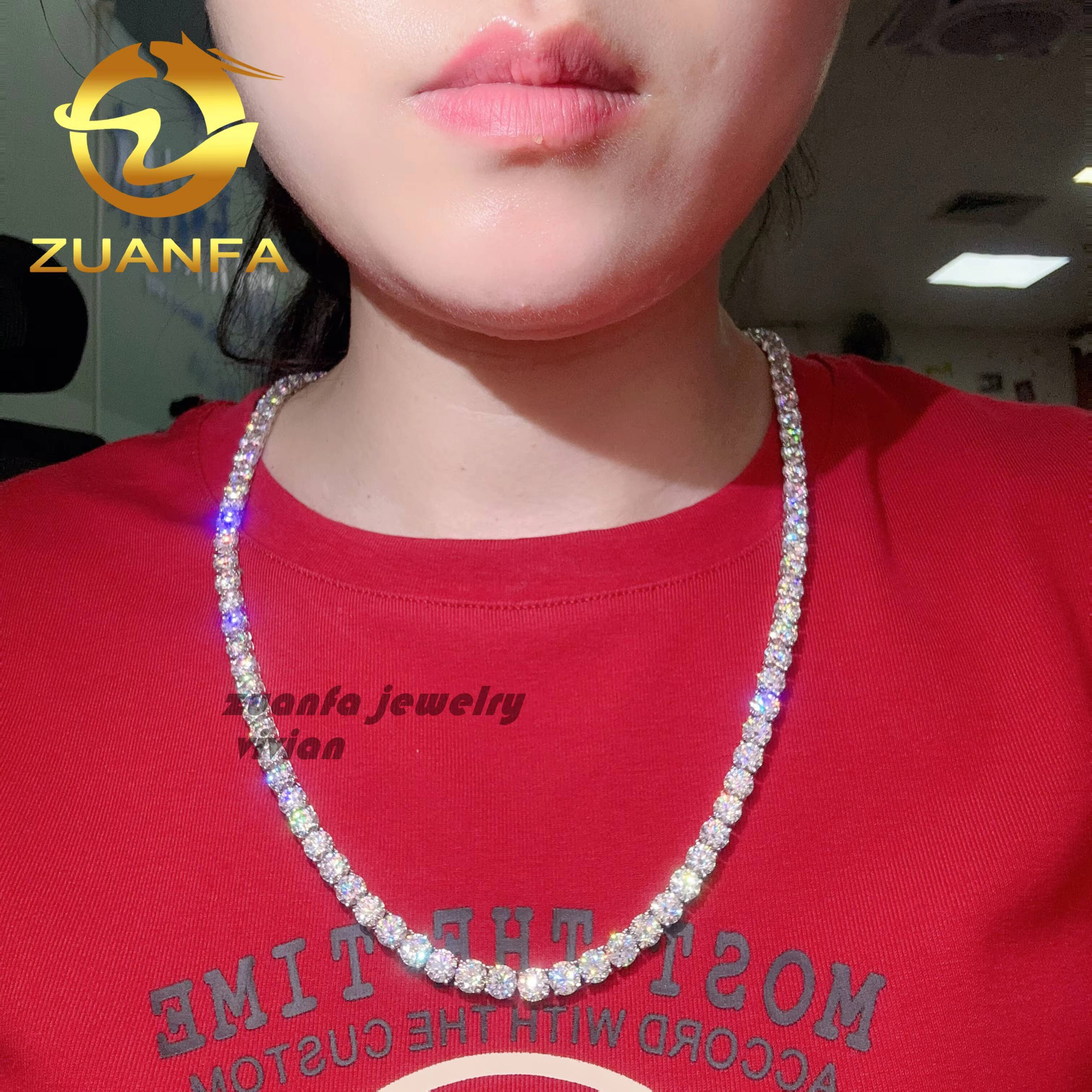 Pass Diamond Tester 18k Gold Plated 925 Silver Tennis Necklace Vvs Moissanite Tennis Chain