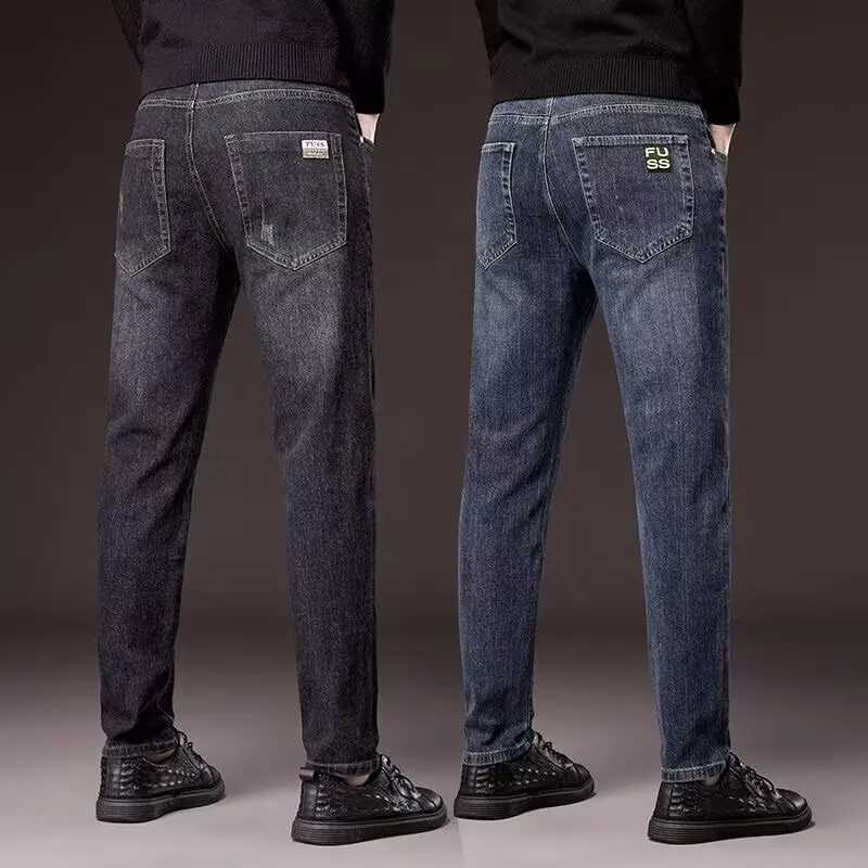 2025 Mens New Seasonal Versatile Jeans Mens Trendy Brand Loose Straight Stretch Casual Long Pants Jeans Mens Stretch Korean V W250905