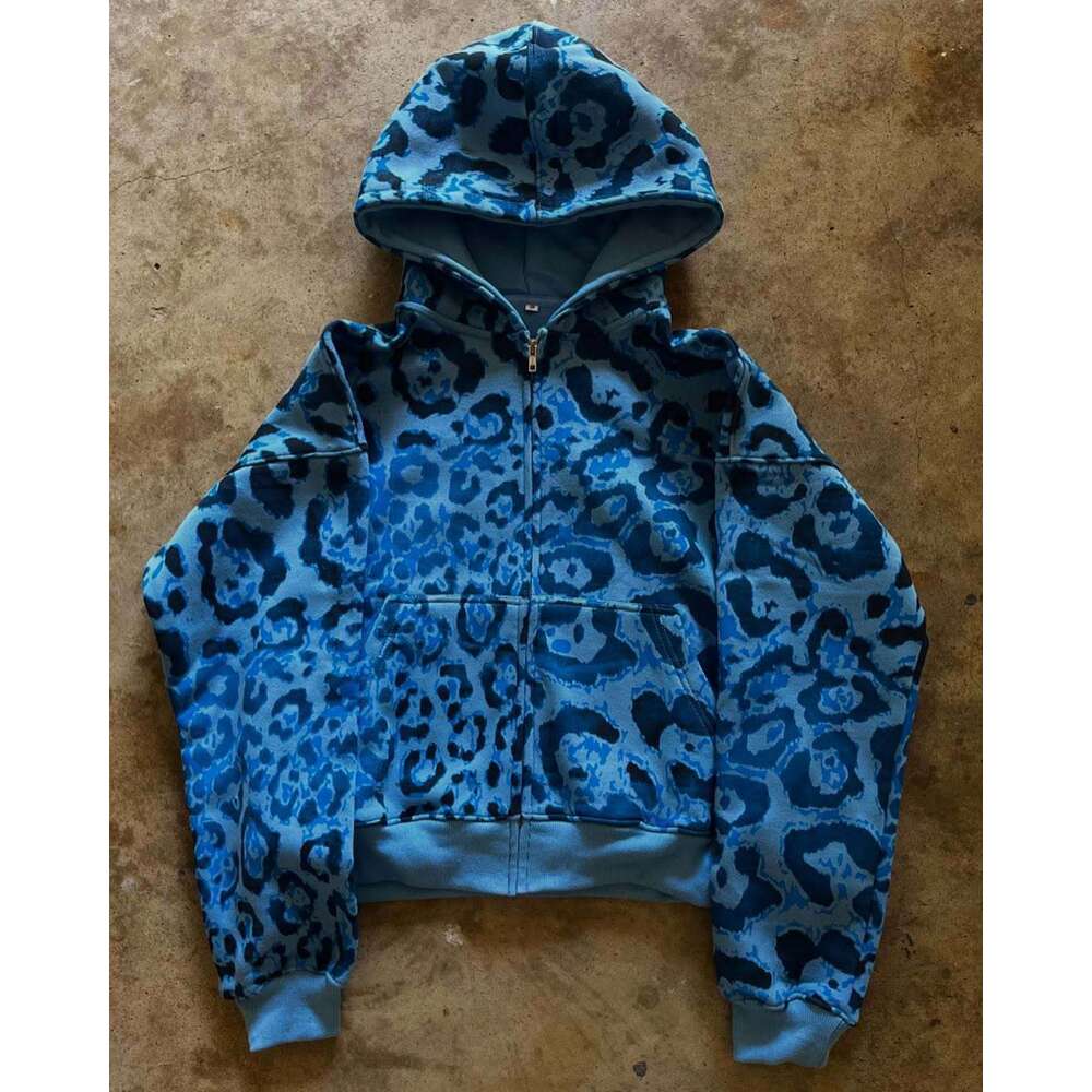 Autumn Winter Long Sleeve Zipper Cardigan Hoodie Sweatshirt Trendy Printed Jacket Y2K Street Casual Style