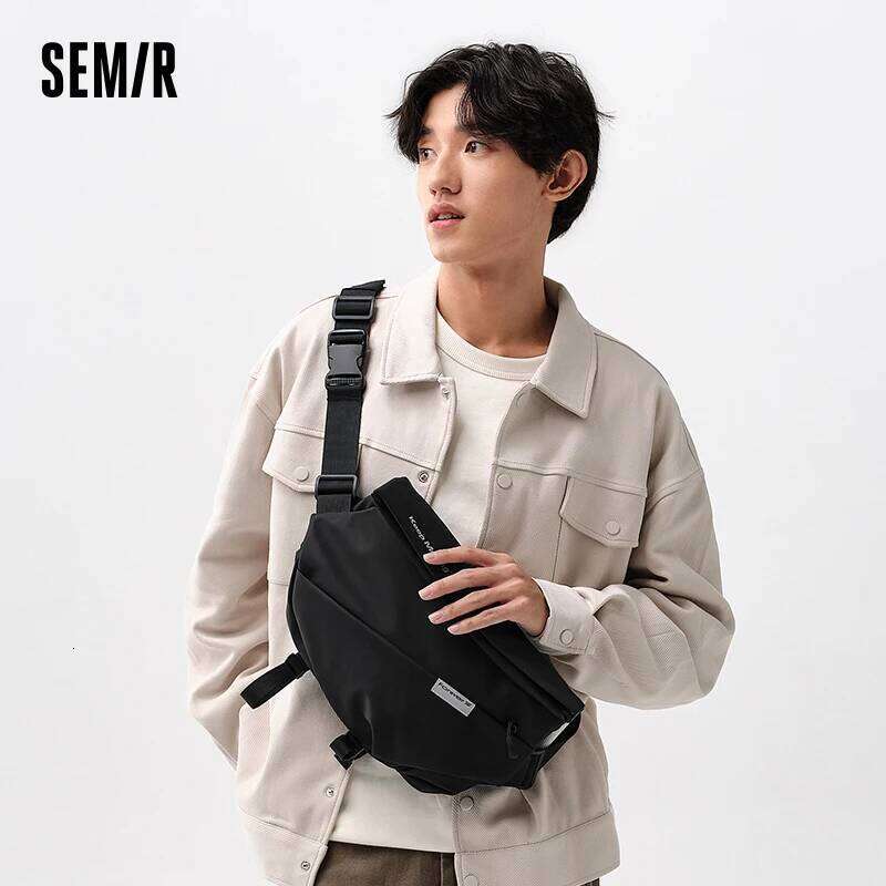 Semir Crossbody Men Textured Chest Bag 2024 New Fashion Letter Print Large Capacity Backpack