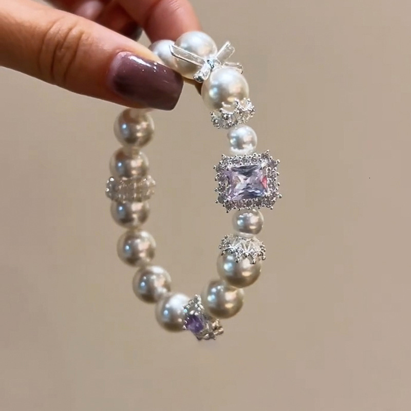 Pearl Zircon Heart Beaded Exquisite Elegant Bracelet Versatile Niche High-end Feel Women's Jewelry