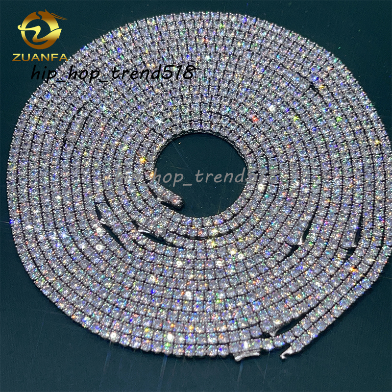 Wholesale Moissanite Tennis Chain Hip Hop Bling Jewelry 18K Gold Plated Cubic Moissanite Shining Diamonds Tennis Chain Necklace bracelets