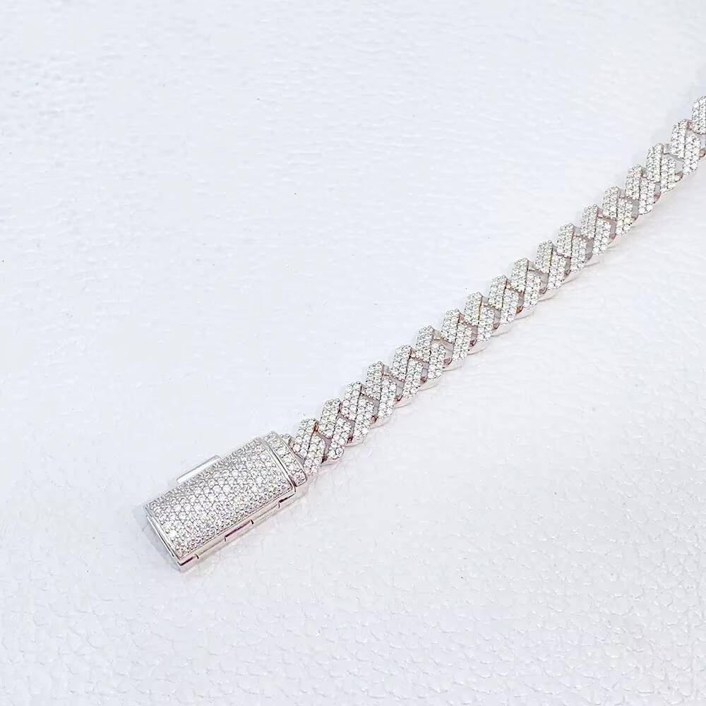 925 Sterling Silver 14K White Gold Plated High Quality Diamond Cuban Chain Mens Hip Hop Style Iced VVS Fine Chokers Necklaces