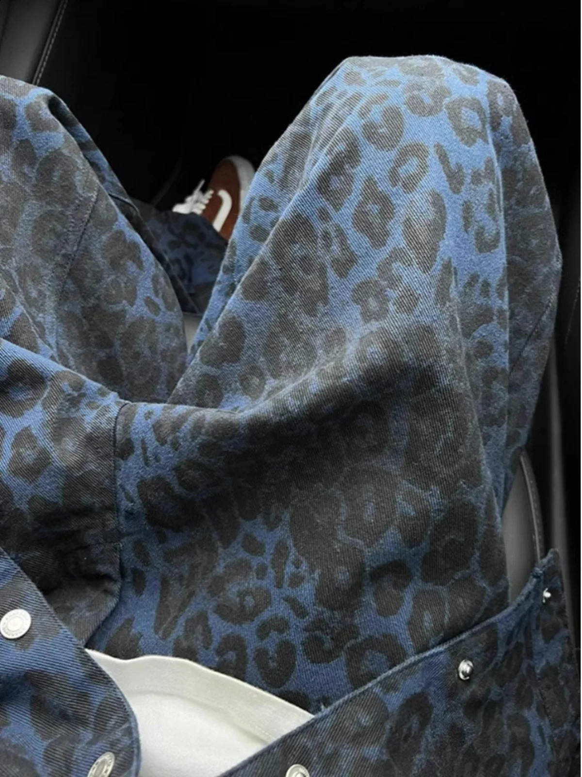 Retro American Leopard Print Mens Jeans High Street n Straight Leg Knife Flared Pants Spring Autumn Sle 250823