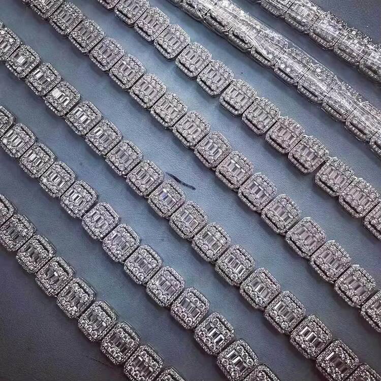 GZYS JEWELRY Wholesale 13MM Diamond Chain Iced Out Buguette Chain Expensive