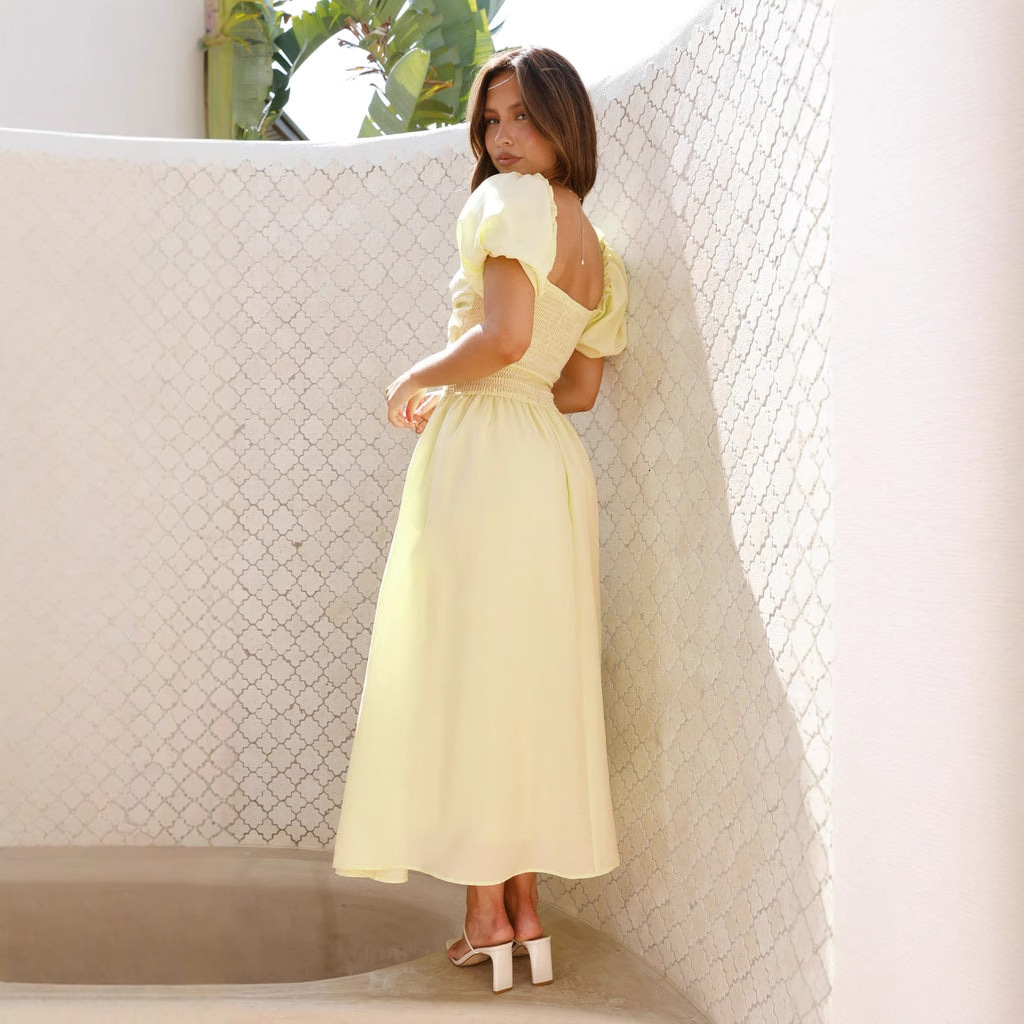 2025 Spring Summer Sexy Slim Fit Sexy Hollow Out Womens Highend Slim Fit Backless Vacation Style Midlength Dress