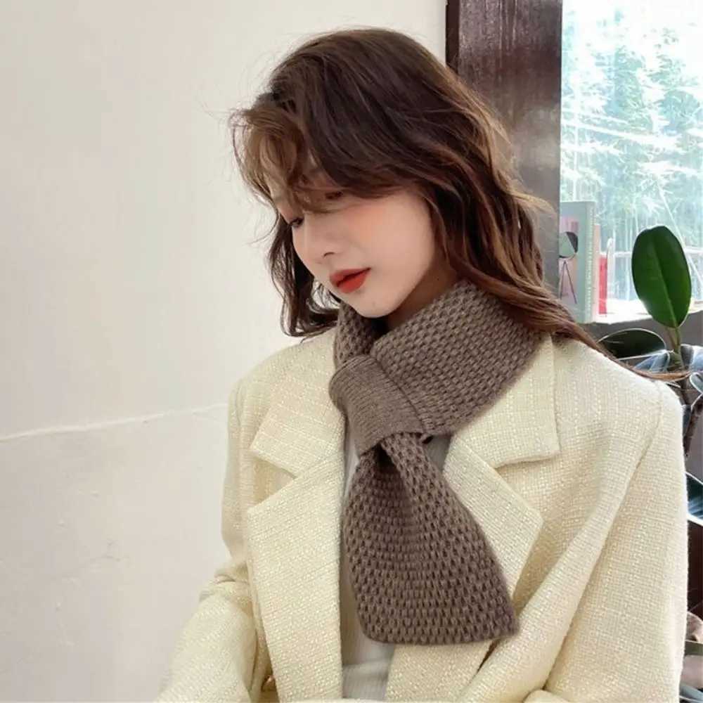 Winter Warm Solid Color Cross Scarf Knitted Neck Scarf Neckerchief Wr GirlsXJ250905
