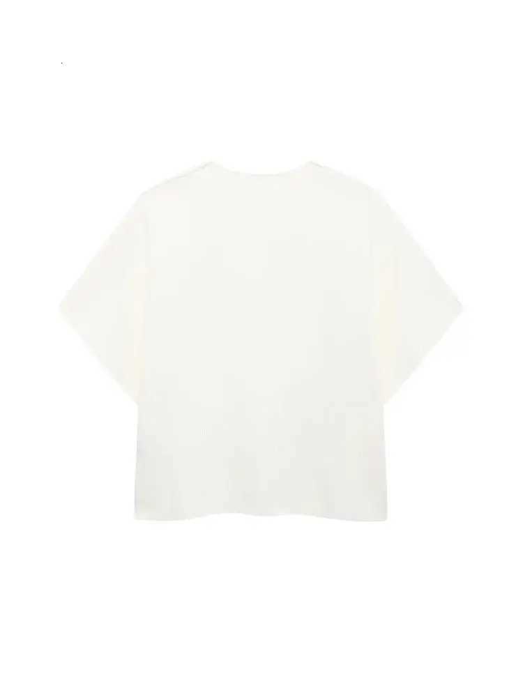 TRZAWomens Front Golden Buttons Knit Cardigan Sweater V Neck Wide Short Sleeves Female Outerwear Chic Tops Fashion Z250905