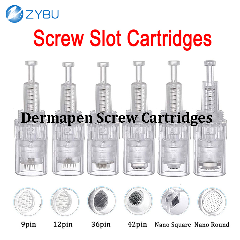 Micro Needling Cartridges Skin Treatment Screw Kit Derma Pen Silcone Stamps Mesotherapy Tips Dermapen Accessories Needles Nano 3D 5D 9 12 24 36 42 Pin