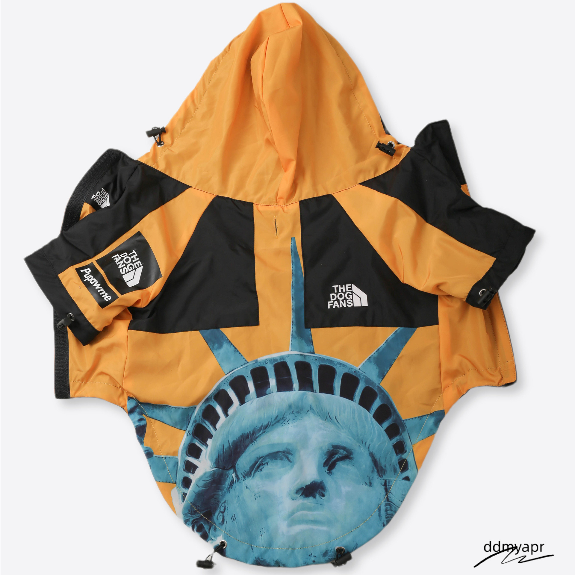 Warm Dog Coat Outdoor With Iconic Architectural Prints, Waterproof Windproof Autumn Coat, Mesh Breathable Lining ddmyday Jacket For Large, Small, Medi