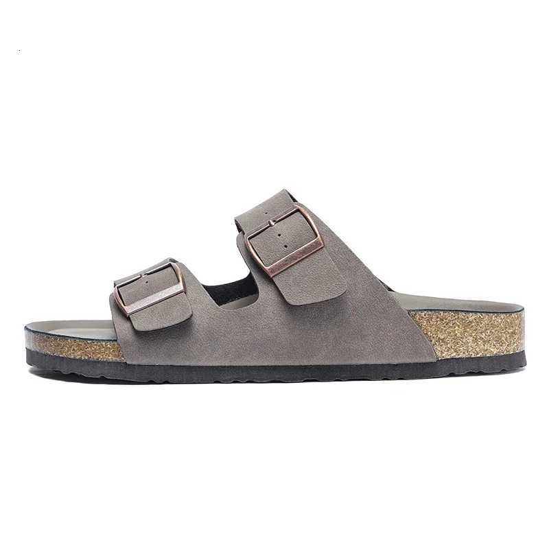 Summer Men Women Cork Slippers Clogs Microfiber Leather Slides Casual Slip On Sandal Double Buckle W250905