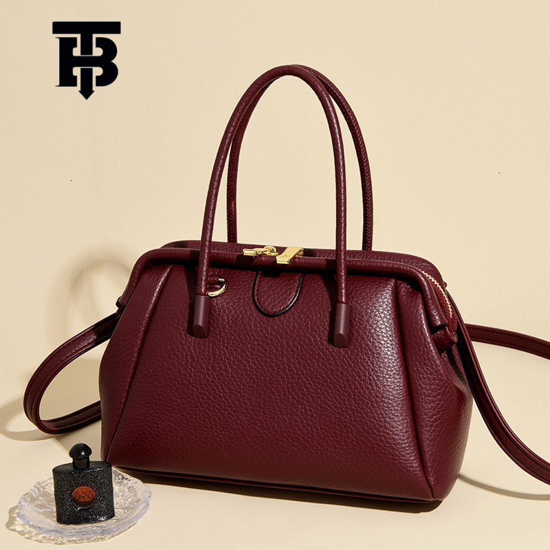 TB BHULAMTE Designer Bag 2025 New Litchi Pattern Boston Bag Crossbody Bag Women's Handbag Simple Luxury Bag Versatile Large Capacity Shoulder Bag