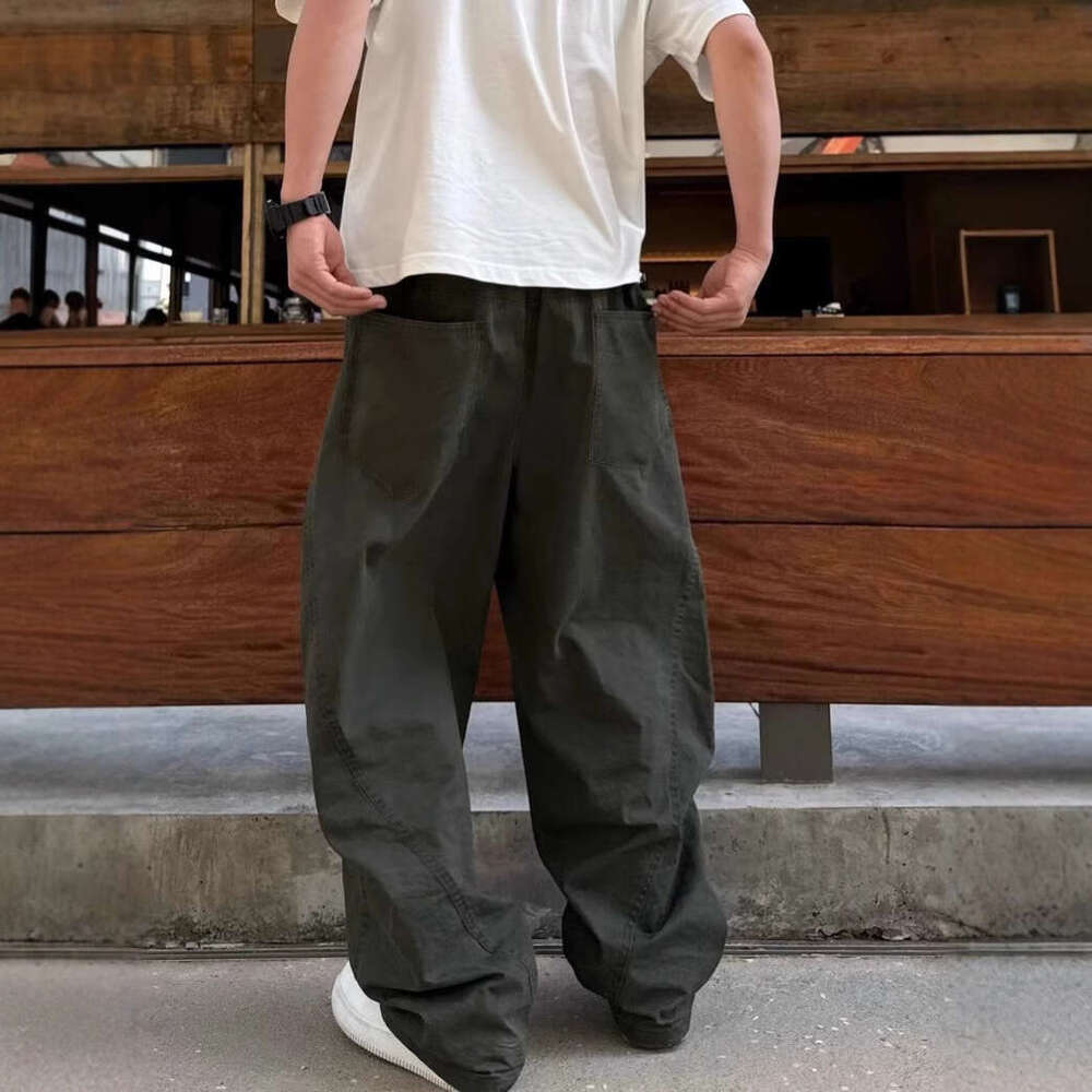 Men's pants Army Green Quick-Dry Paratrooper Cargo Men's Summer Loose Wide-Leg Scimitar American Straight-Leg Casual Pants