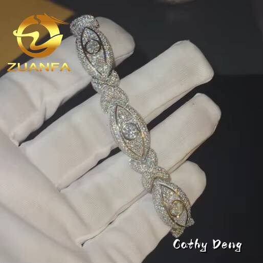 Fashion Rapper Hip Hop Jewelry Evil Eye Diamond Bracelet Men 925 Silver Iced Out Moissanite Bracelet Men