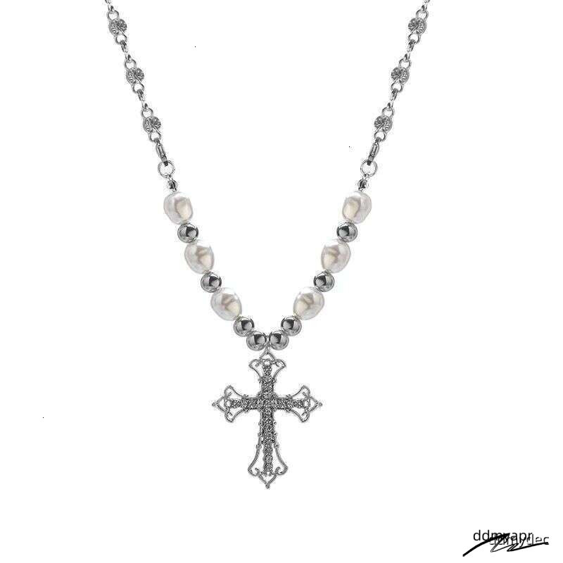 Collections Punk Pearl Choker Necklace - Gothic Cross Pendant Chain For Men & ddmydec Women | Hip Hop Retro Jewelry (38Cm+10Cm Extender) ddmydec