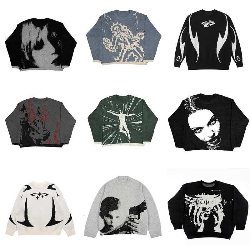 Womens Sweater pullover sweatshirt long sleeve winter vintage print pattern clothes hip hop oversize Anime Knit Sweater EMO Z250905