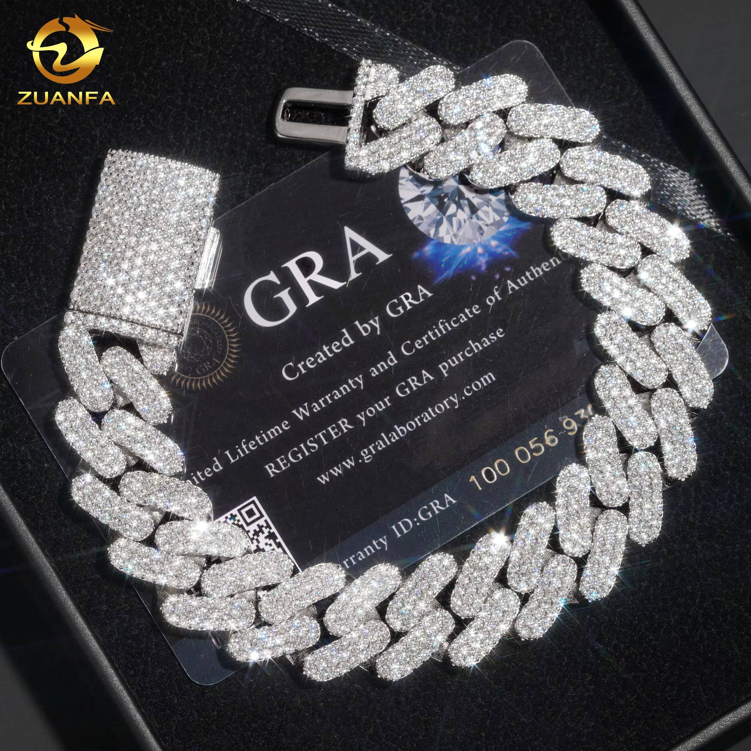 Wholesale 925 Sterling Silver VVS Moissanite Diamond Iced Out 16mm 3 Rows Diamond Cuban Link Chain Necklace Cuban Bracelet