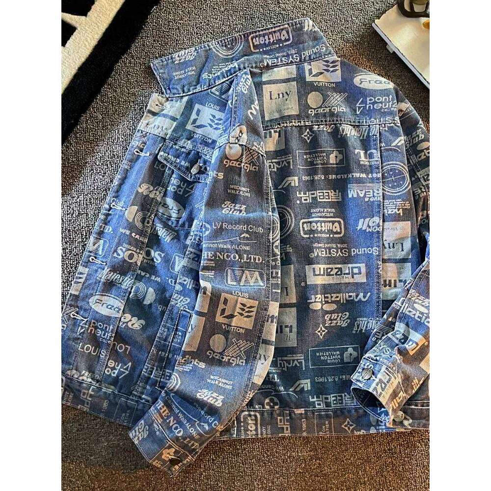 Mafokuwz Letter Printed Men In Spring Autumn Fashionable for Teenagers Handsome Korea High Street Denim Jacket