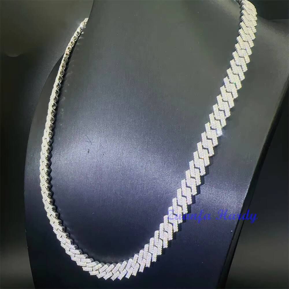 Custom Jewelry Hip Hop Men Bracelet Chain Jewelry 10mm 18 20 22 24 Cuban Link Necklace VVS Moissanite Cuban Chain