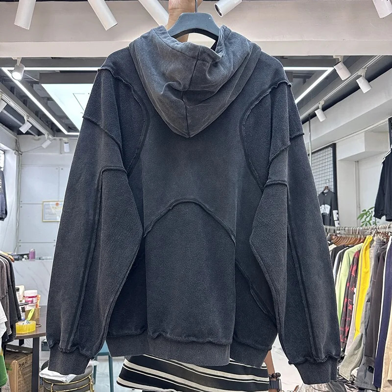 Reverse process solid color hoodie 250815