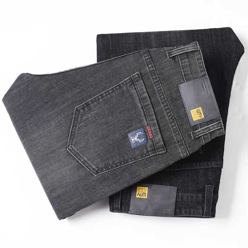 Jeans men straight tube loose 2024 autumn new item business elastic mens versatile casual pants trendy brand long pants men W250905