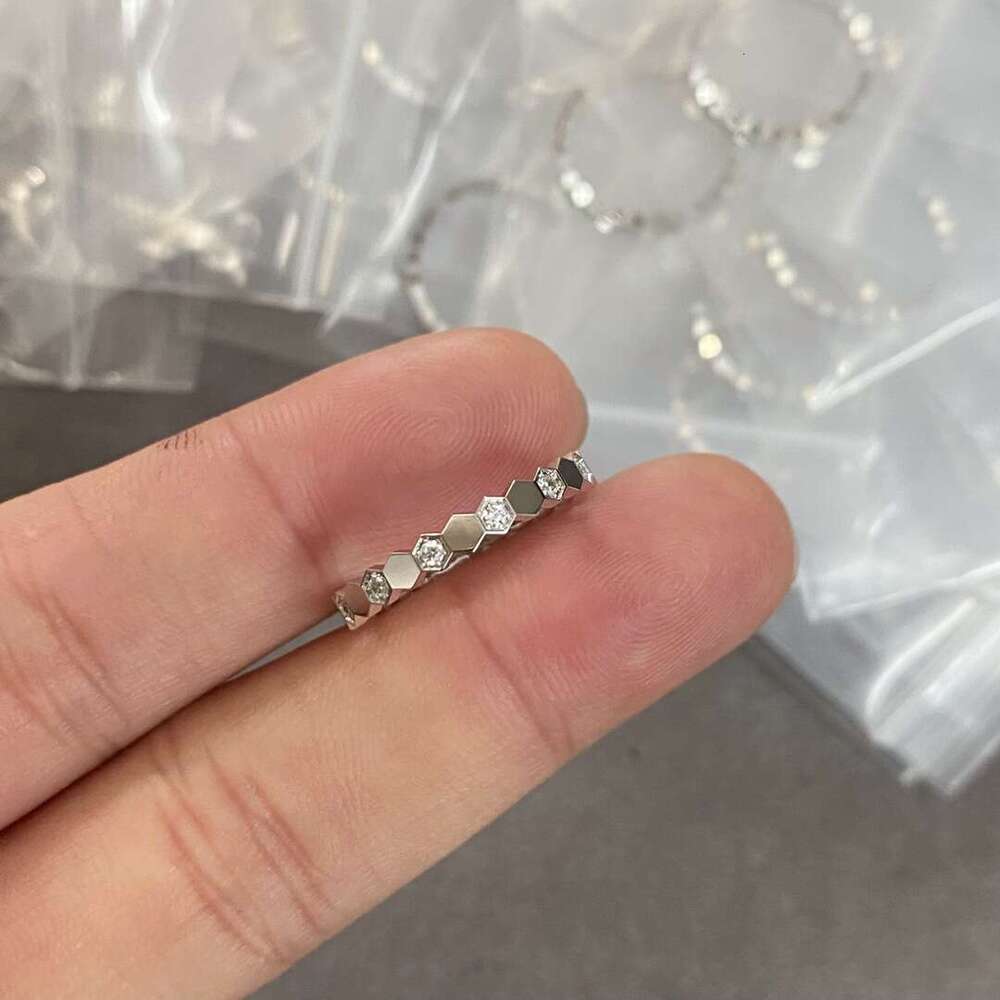 Honeycomb Ring for Women with Diamond Rose Gold Fashionable High-end Precision CNC Craftsmanship Internet Celebrity Live Streaming