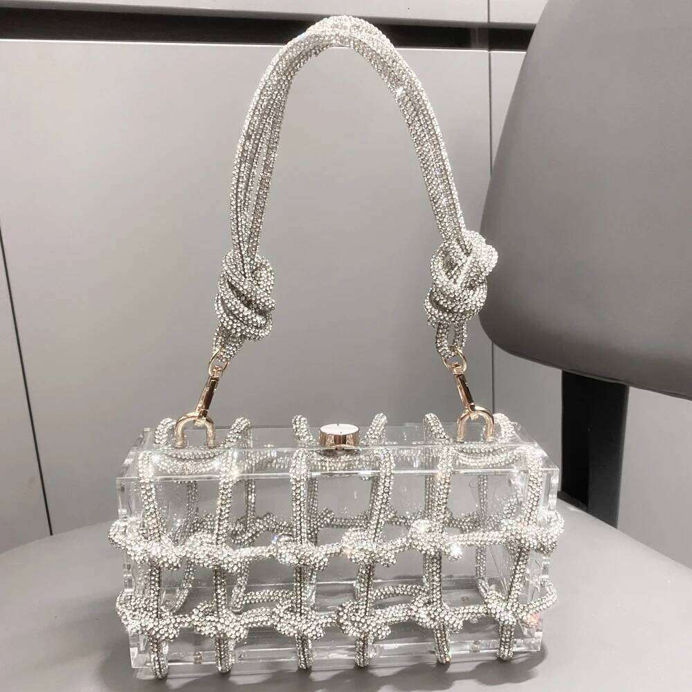 Designer Bags 2025 Handle Rhinestones Evening Sier Crystal Handmade Bags For Women Purses And Handbags Designer Banquet Bag Luxury Bag