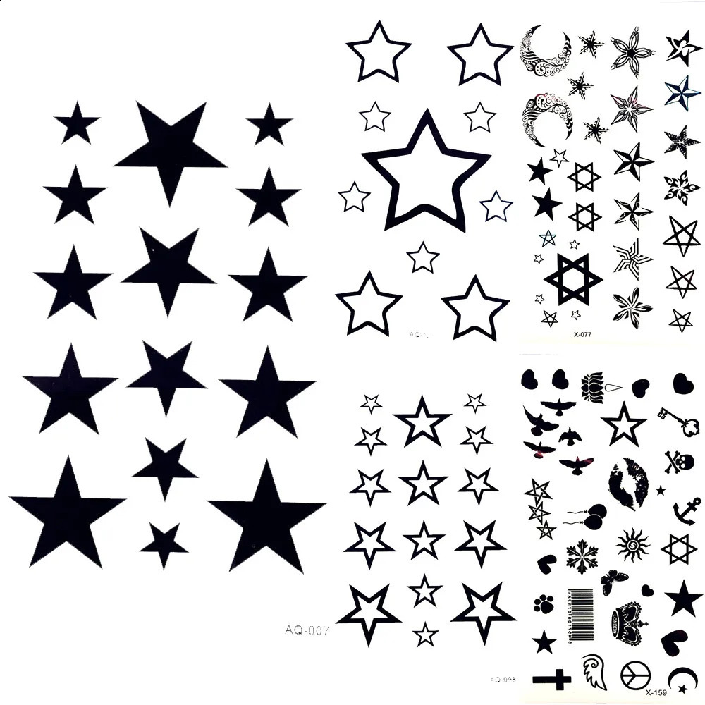 Lovely Black Moon Sky Stars Temporary Tattoo Cartoon Kids Girl Tatoo Hand Waterproof Ear Stickers Men Body Arm Finger Art 250825
