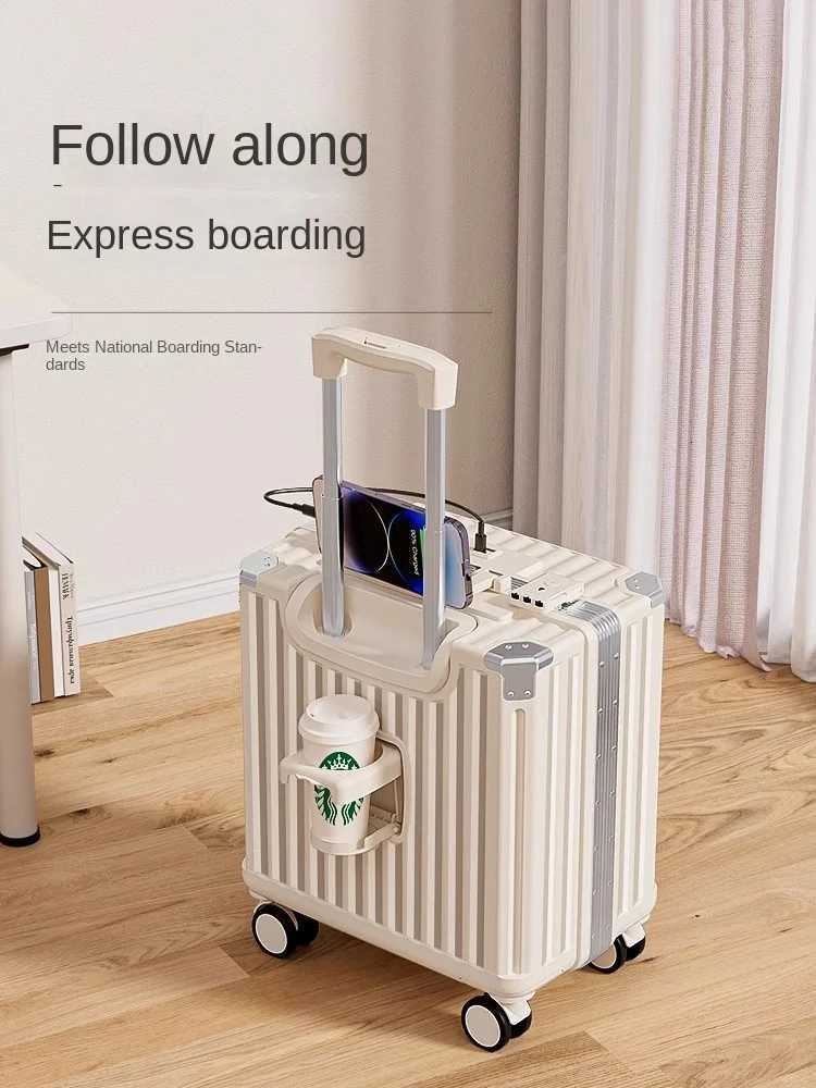 Luggage 1820 inch Small Suitcase Lightweight Carryon Cabin Suitcase Code Leather Mini Rolling Luggage 2025 New Z250905