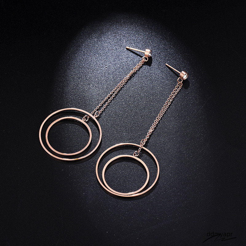 Titanium Steel Rose Gold Designer For Women, Hollow Circle Tassel Versatile Ddmydec Fashion Ladies' Jewelry Earrings Accessories Wholesale