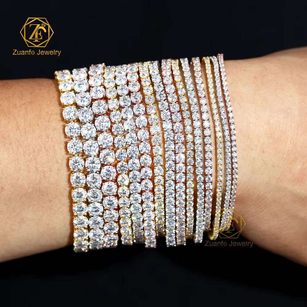 Best Wholesale Price Sier White Gold Plated Tennis Chain VVS Dia Iced Moissanite Necklace 2mm 3mm 4mm Hip Hop