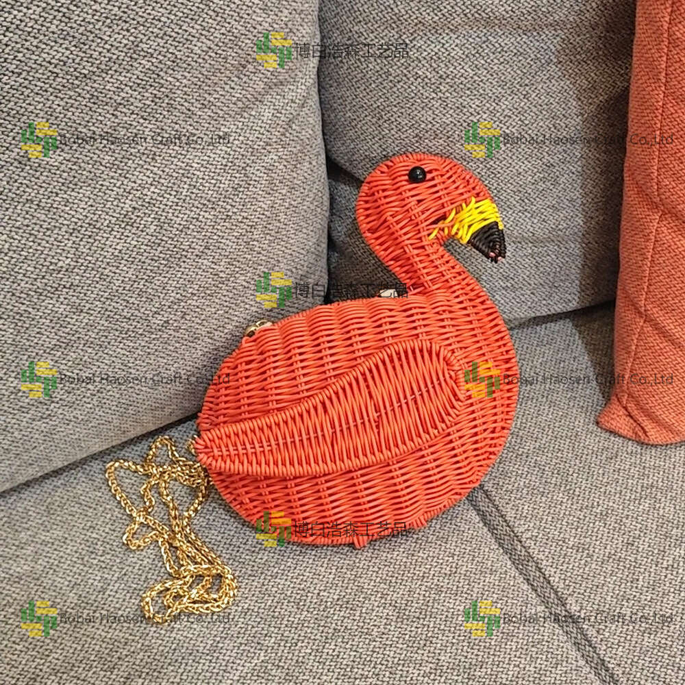 2025 Summer New Handwoven Flamingo Shoulder Ins Fashion Crossbody Bag