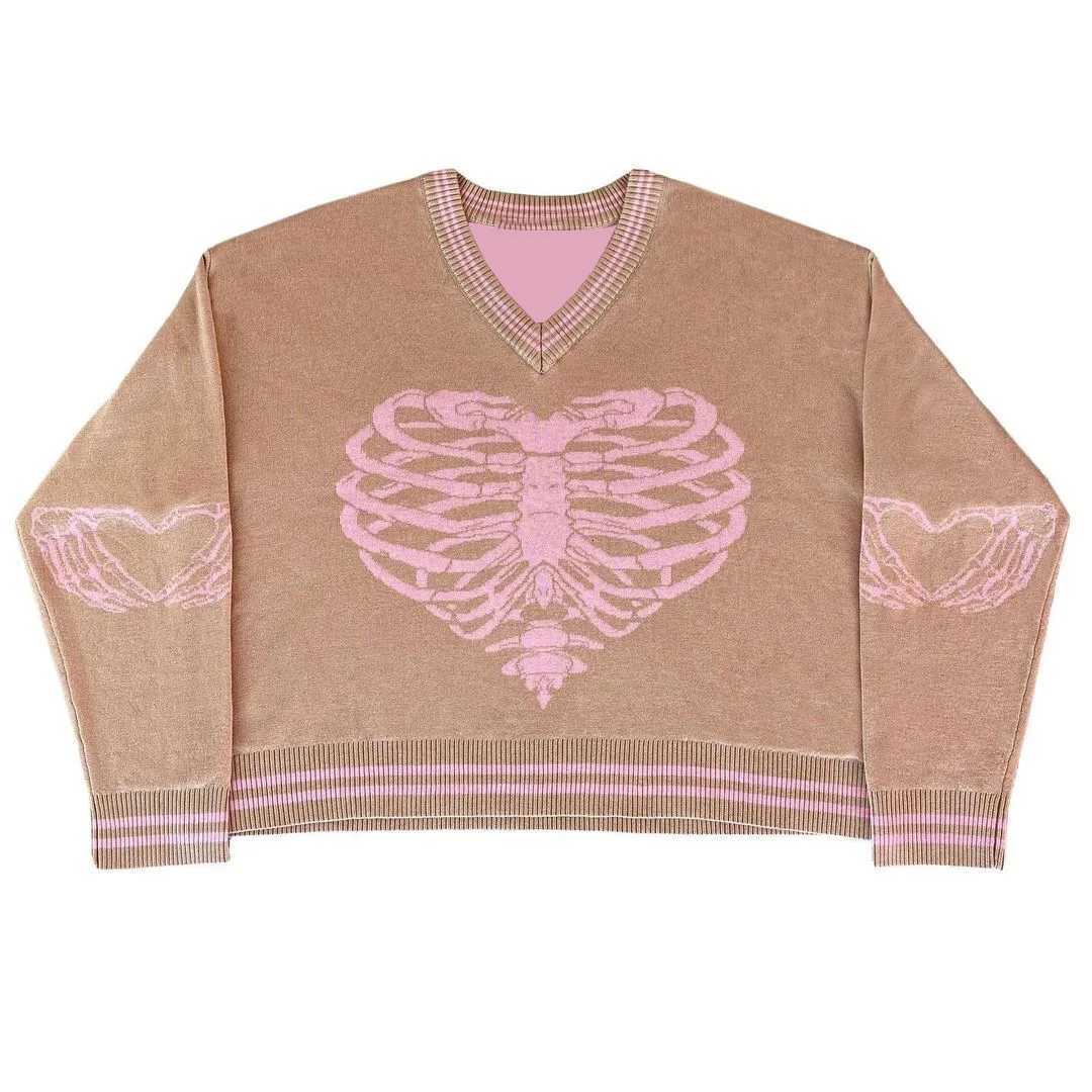 Womens Printed Halloween Series Horror Ghost Skeleton Pattern Sweater Street Casual Winter Round Neck Knitted Couple Sweatshirt Z250905