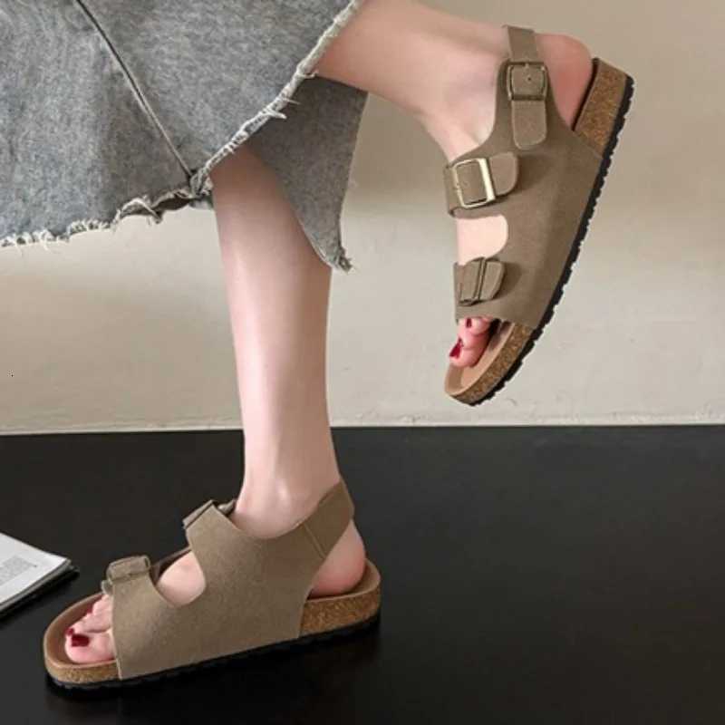 Womens Sandals 2025 Summer Casual Thick Bottom Flat Trend Open Toe Solid Color Sandals Lightweight Outdoor Walking Slippers W250905