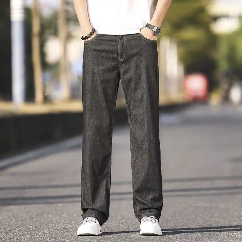 Summer Thin Mens Elastic Cotton Jeans Fashion Blue Comfortable Business Straight Casual Pants Brand Male Clothes Trousers jeans W250905