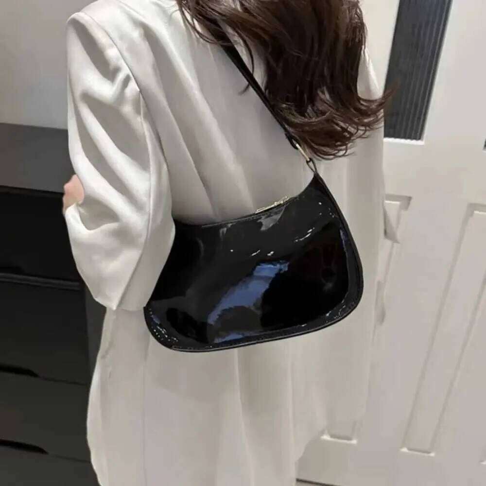 2025 Wens Patented Leather Versatile Fi Shoder Casual Cmuting Bag Girl Brand Designer Zipper Small Handbag Y241026