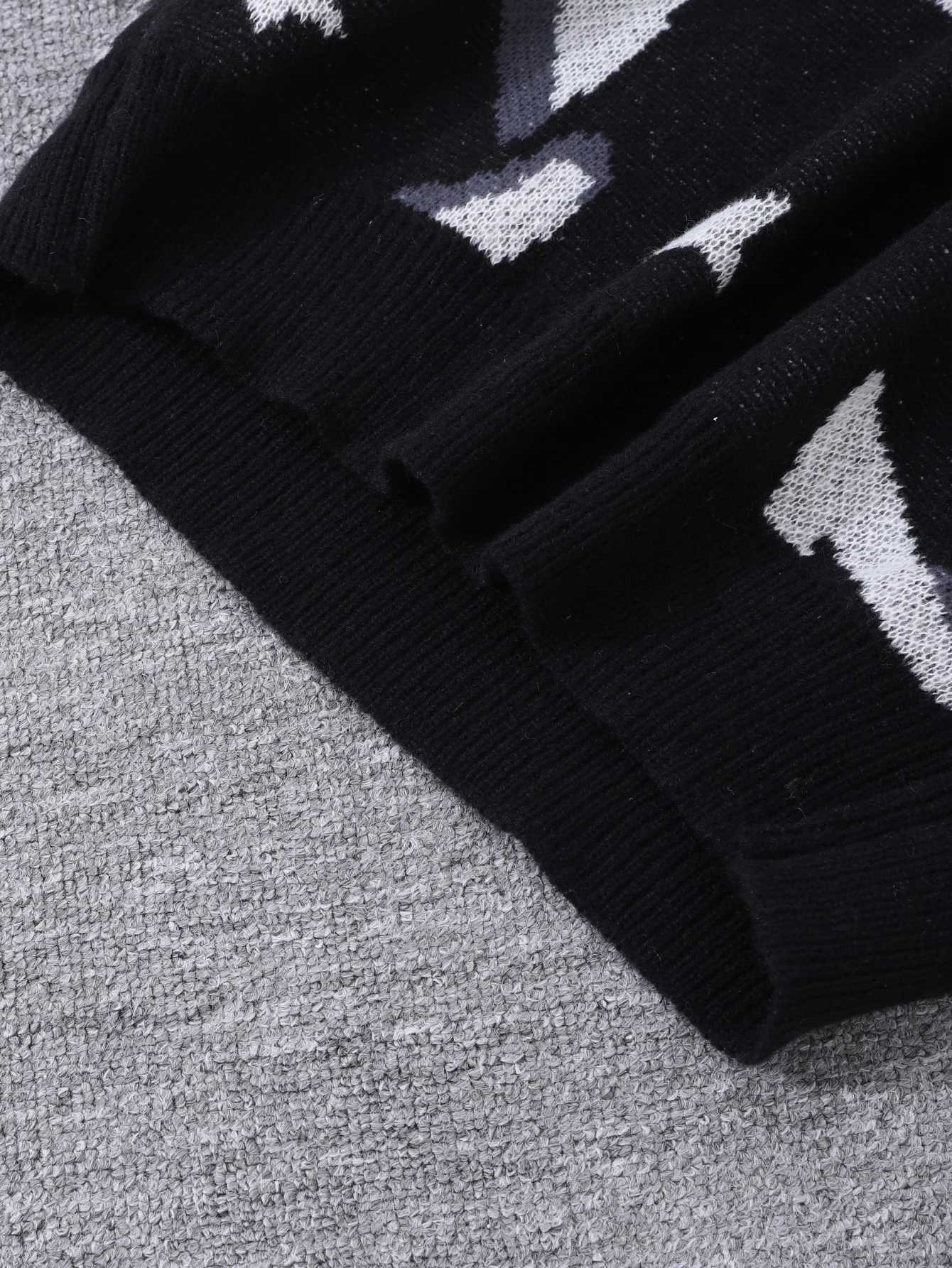 New Popular Spring Fall Astronaut StarPicking Jacquard Pattern Pullover Sweater Casual Round Neck Contrast Color Knitted Men Z250905