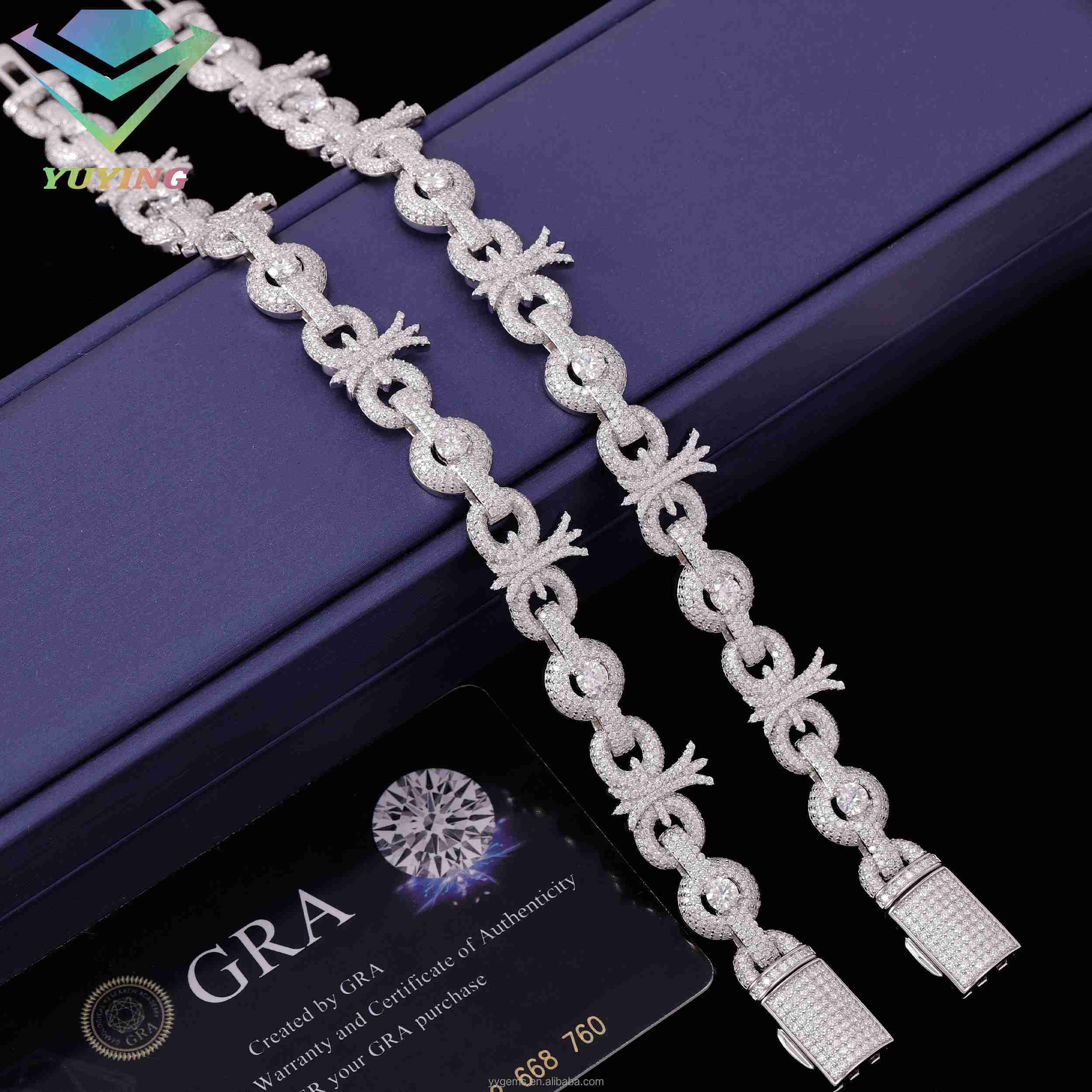 New Design Mossanite Cuban Link Bracelet Solid S925 Silver Men Women Bracelet VVS Diamond Cuban Bracelet Hip Hop Jewelry