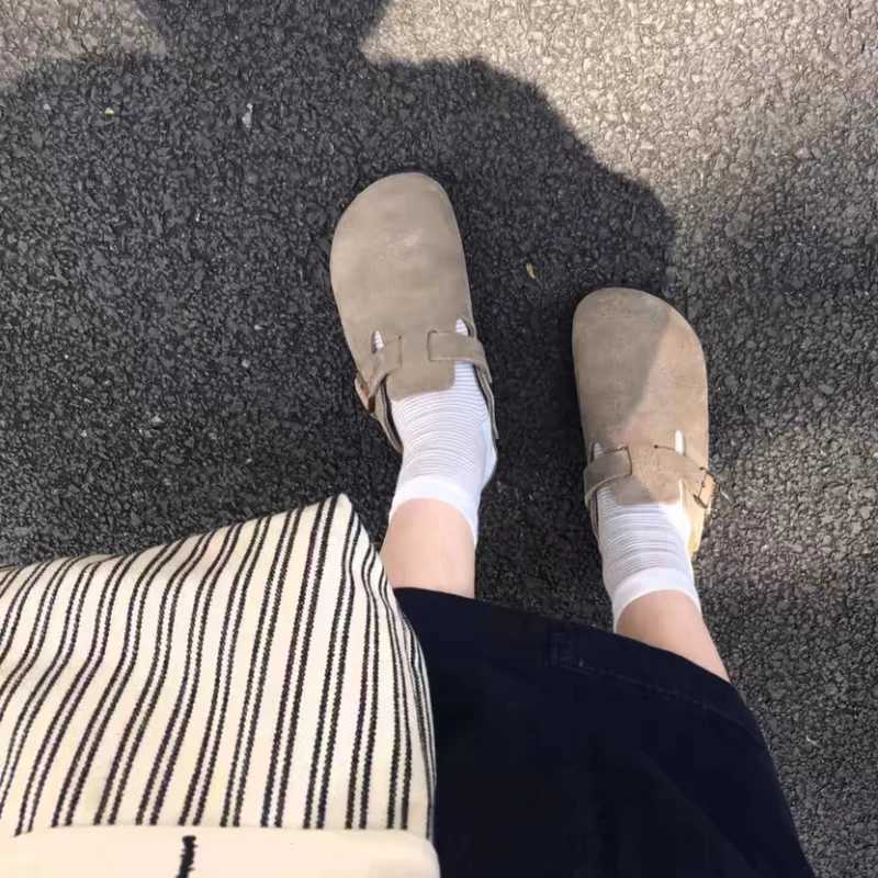 New Retro Fashion Womens Shoes Solid Color Soft Soled Slingback Shoes Round Toe ThickSoled Suede Clogs Sandals Outdoor Beach W250905