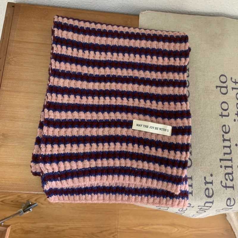Winter Women Warm Stripe Scarf Knit Thick Warm Winter Color Stripe Scarves Winter Casual Warmer Women Scarves For WomenXJ250905