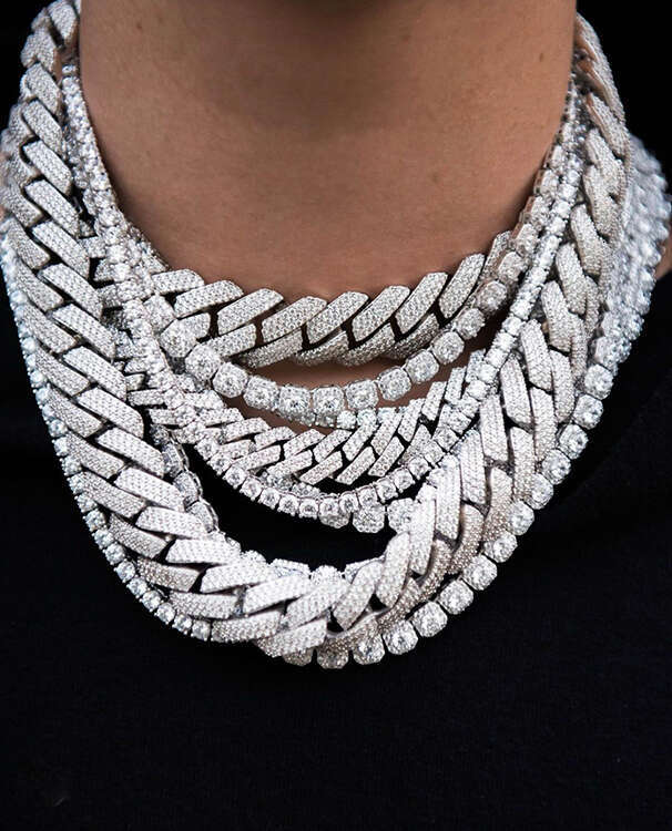 Heavy Solid Raise Dia Sterling Sier 16mm Men's VVS Moissanite Dias Cuban Link Chain With GRA Certificate